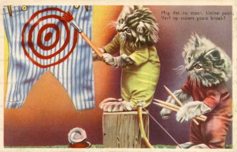 ac019-HUMAN DRESSED CATS, ARROW and BOW