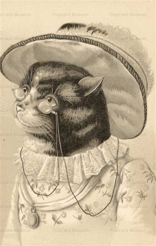 acb033-Dressed Edwardian SHE Cat old 1900s EMBOSSED
