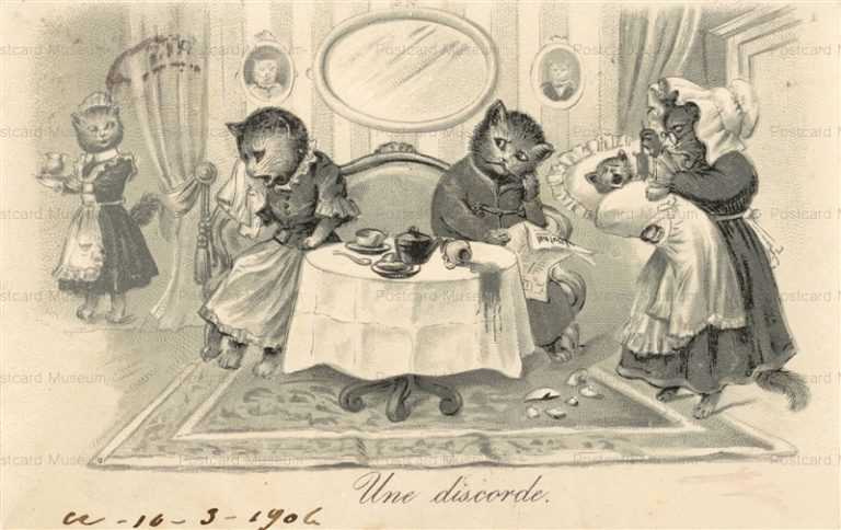 acb084-Quarrel of Cat Family Une Discorde 1906