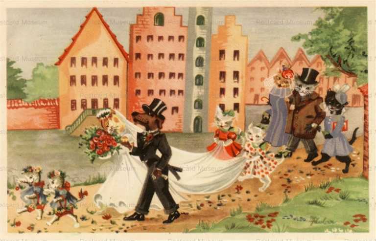 acc060-Dressed up cats wedding