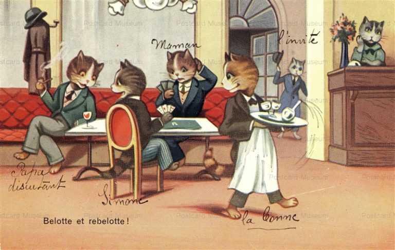 acc061-Dressed up cats play card