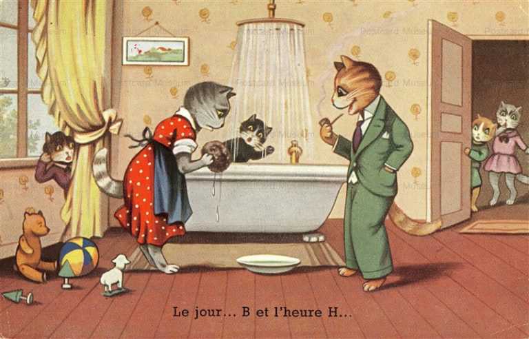 acc062-Dressed up cats Bathtub 1946