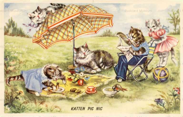 acc063-Dressed up cats go picnic