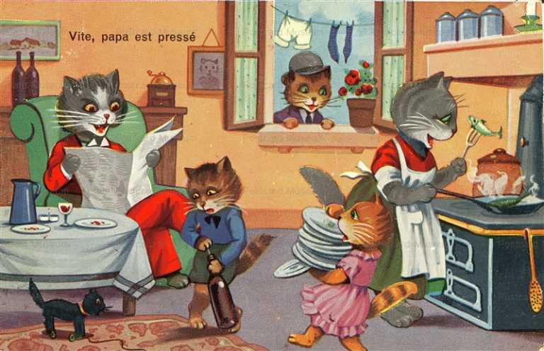 acc064-Dressed up cats meal time