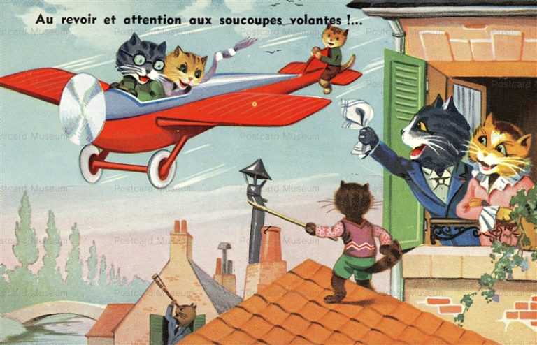 acc076-Dressed Cat Fantasy1930s Airplane holiday