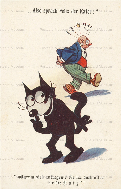 acc080-Felix the Cat w Man German Pat Sullivan Copyright Inscribed A.R. & Co
