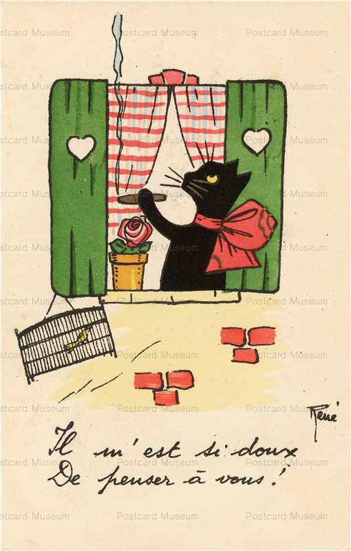 acc098-RENE Smoking cigar1920s-1930sEditions d'Art Chats Rene n67