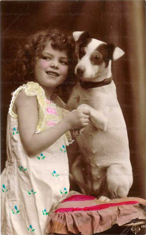 ad006-Smooth Fox Terrier Begs for Little Girl