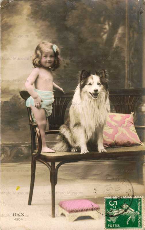 ad007-Collie Dog and Nude Girl