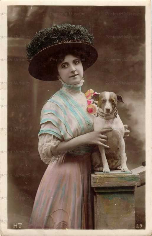 ad008-Edwardian Lady Parson Jack Russell Terrier H T
