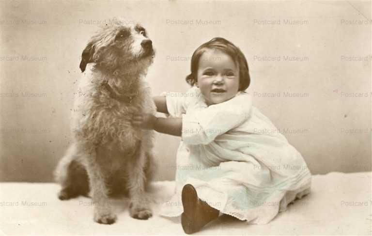 ad011-Jack Russell Wire Fox Terrier with Girl Old Dog