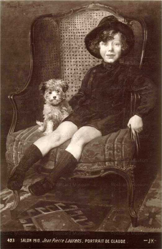 adb029-Laurens Girl with Puppy Dog Salon Portrait De Claude J K