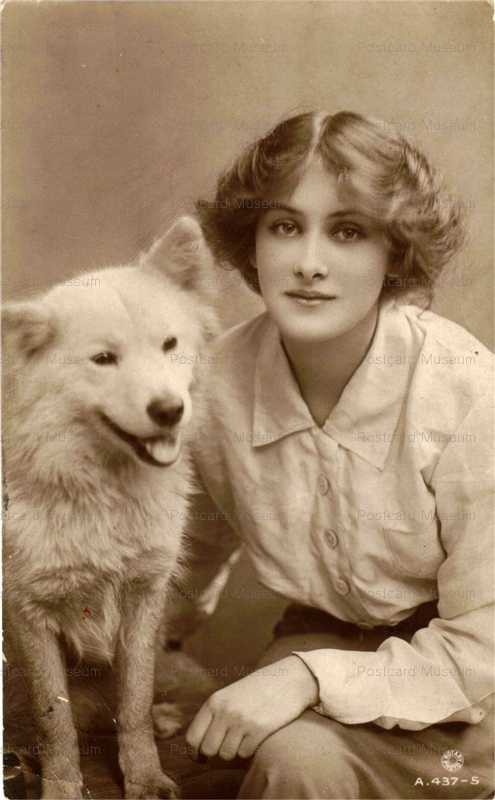 adb031-Samoyed Dog and Lady Made by Rotary Photo