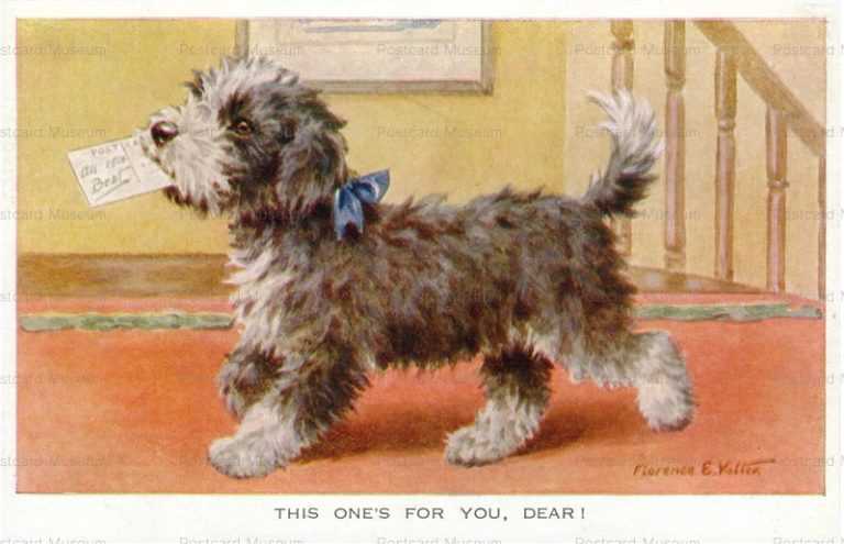 adc008-Wire Haired Terrier Puppy Dog with Letter Valter