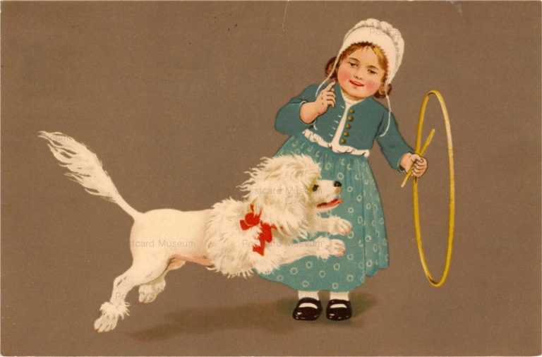 adc015-Cute Girl&Poodle Dog Playing Circus by Flatscher