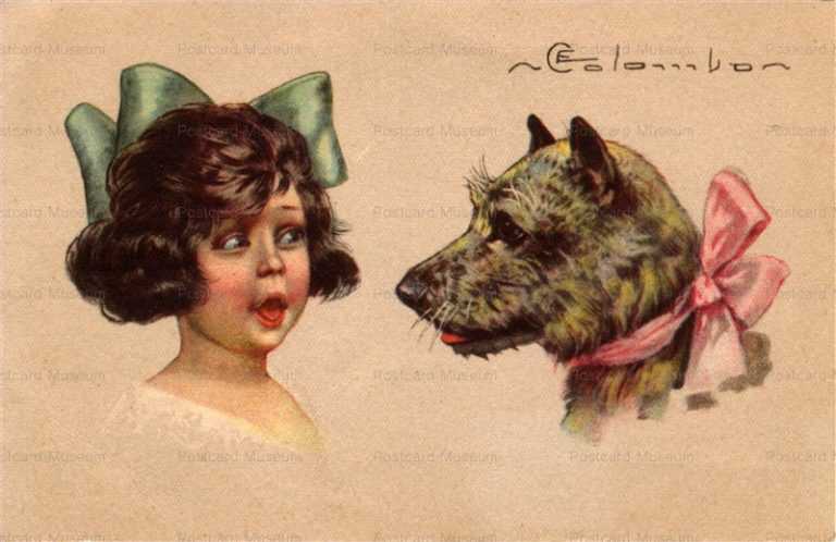 adc020-Colombo Girl with Bow Dressed Dog C C M