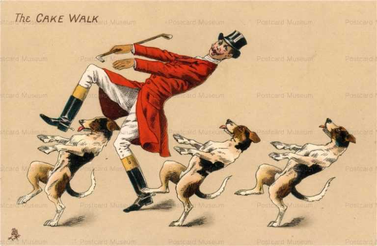 adc028-Cake Walk Black Dance Foxhound Dog Raphael Tuck&Sons Humorous Series