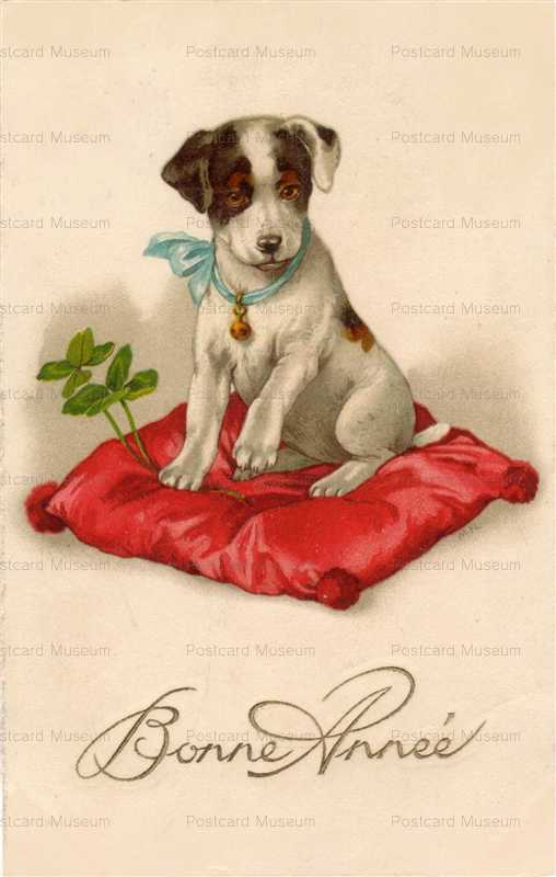 adc039-Smooth Fox Terrier Pup on Red Cushion