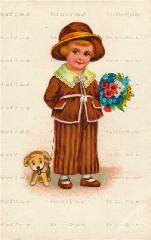 adc041-Boy Hold Bouquet with Puppy