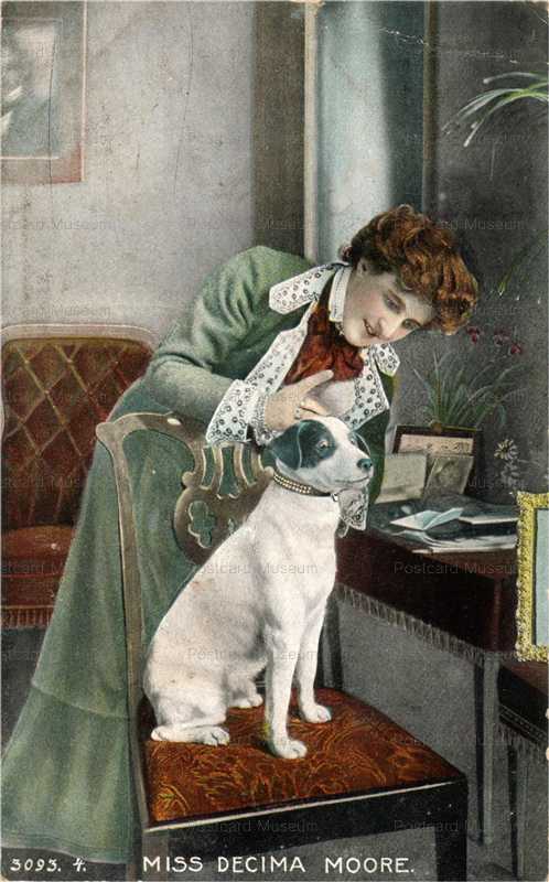 adc049-Smooth Fox Terrier with Actress in Green Dress