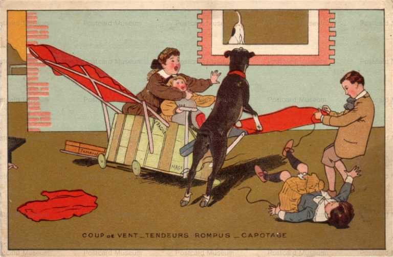 adc065-Great Den Dog Cat Child Airplane Toy Coup de Vent