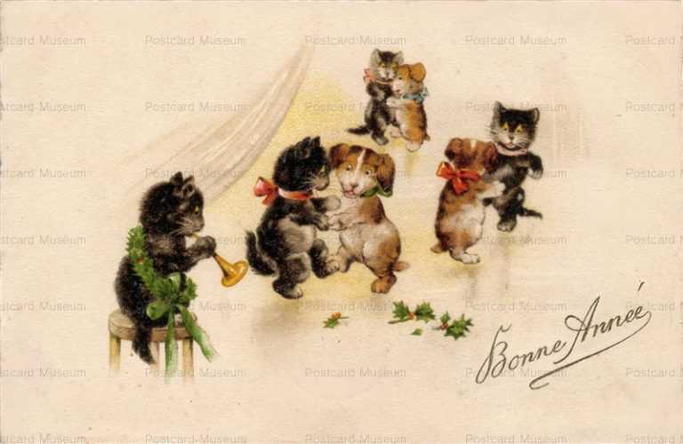 adc084-Cats&Dogs Dancing Party Bonne Annee