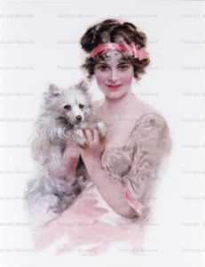 adc090-Spitz Dog and Pretty Lady Lovely Little Dog