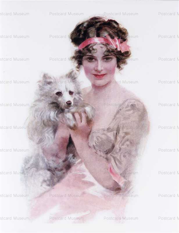 adc090-Spitz Dog and Pretty Lady Lovely Little Dog