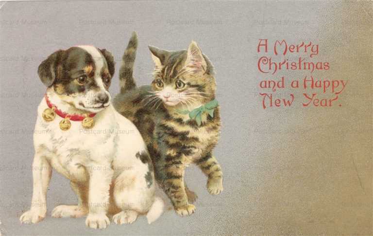 adc120-Cat&Dog Merry X'mas Happy New Year