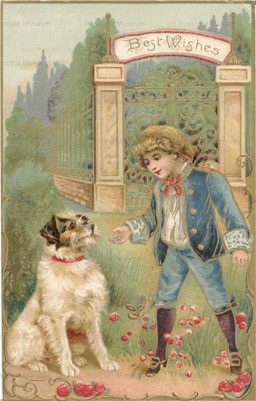 adc140-Boy&Dog Embossed Chromo