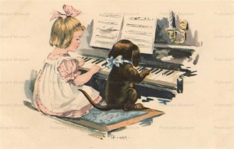 adc160-Girl&Dog Play Piano