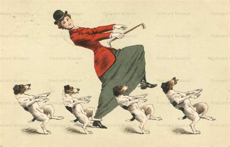 adc200-Chasse Jacht Hunting Lady and Hunting Dogs