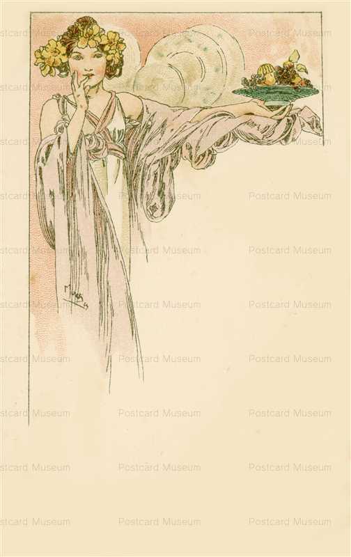 am076-Design for Menu 1900 Alphons Mucha