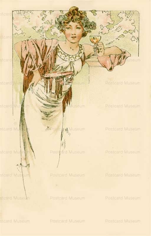 am077-Design for Menu 1900 Alphons Mucha