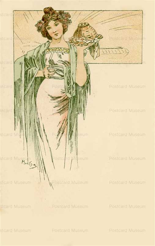 am078-Design for Menu 1900 Alphons Mucha