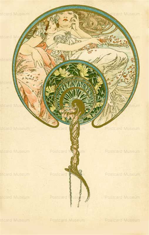 am079-Design for a Fan 1900 Alphonse Mucha