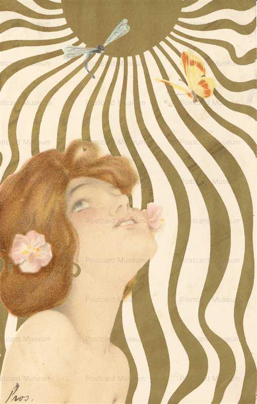 ark030-Raphael Kirchner Sunburst Dragonfly Butterfly Femmes Soleil