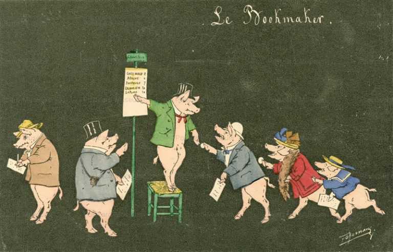 au300-Le Bookemaker Espinasse Dressed Pig Gambling Bet
