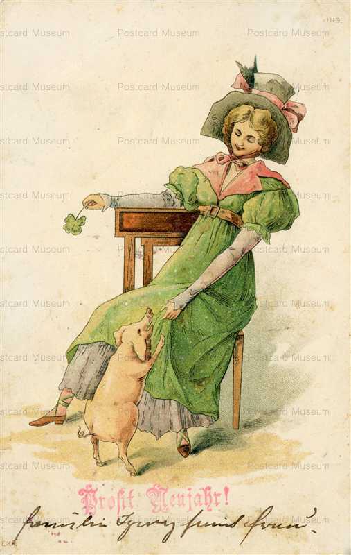 au320-Pig with Lady in Green