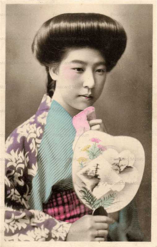 bj060-束髪美人 団扇