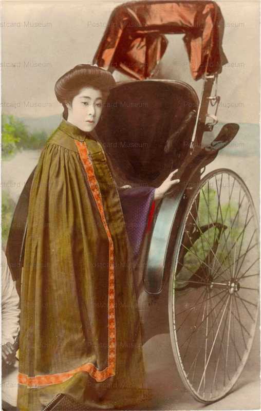 by006-マント 人力車 洋装美人 | 絵葉書資料館