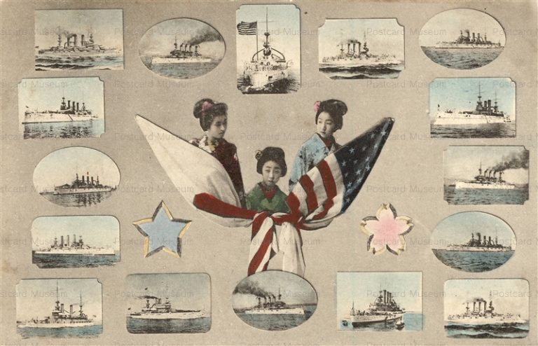 bz005-米国艦隊 国旗と美人 U.S.Fleet Flag