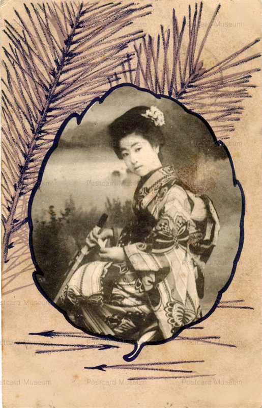 bz117-松の絵柄 羽子板美人