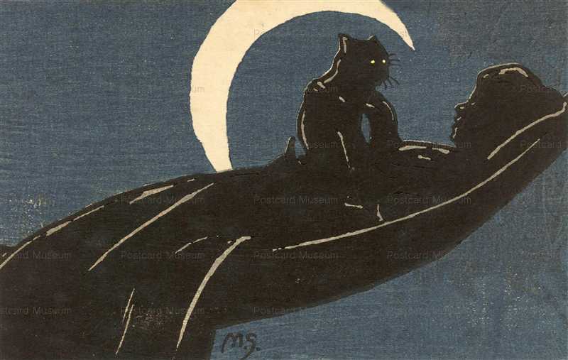 cat210-ハンモックと女と猫と月