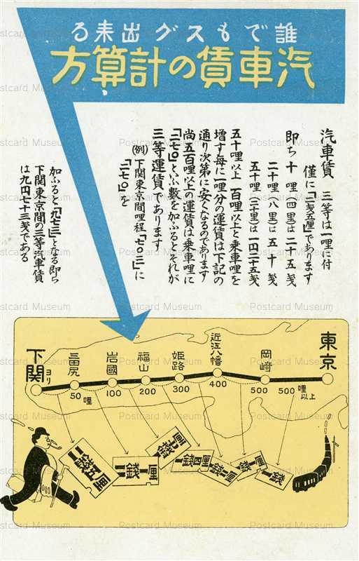 ct008-鉄道路線 汽車賃の計算方 下関 東京 門司鉄道局