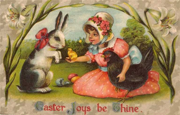 e004-Easter Rabbit&Girl