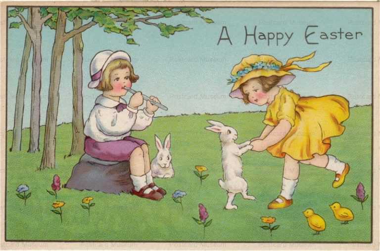 e012-Easter Girls&Rabbits