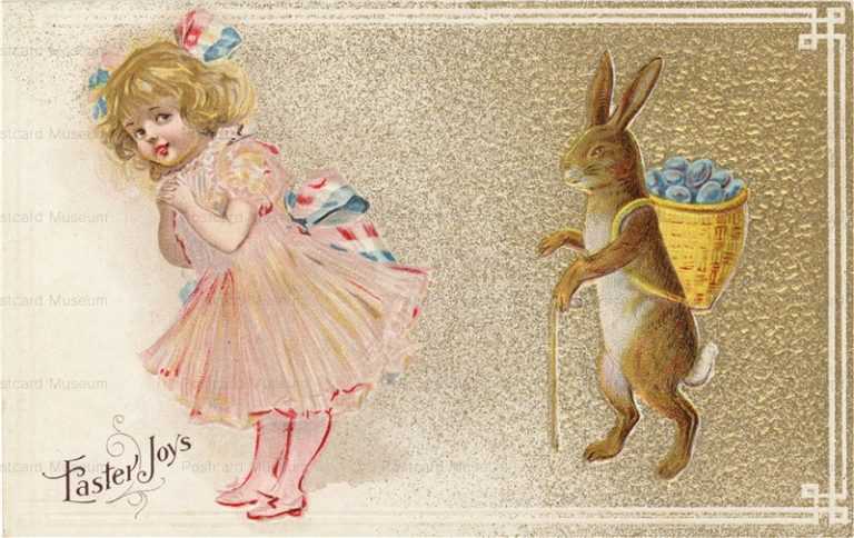 e036-Easter Rabbit & Girl in Pink