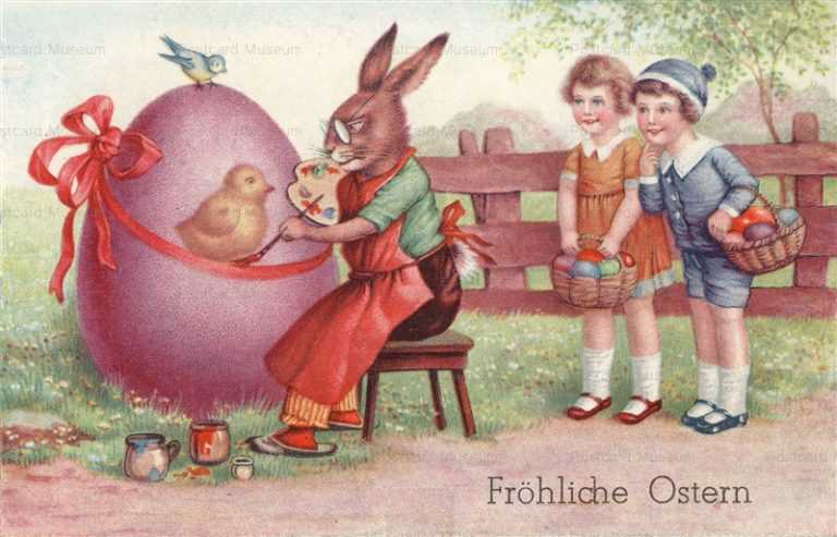 e037-Easter Rabbit Artist Painting Egg