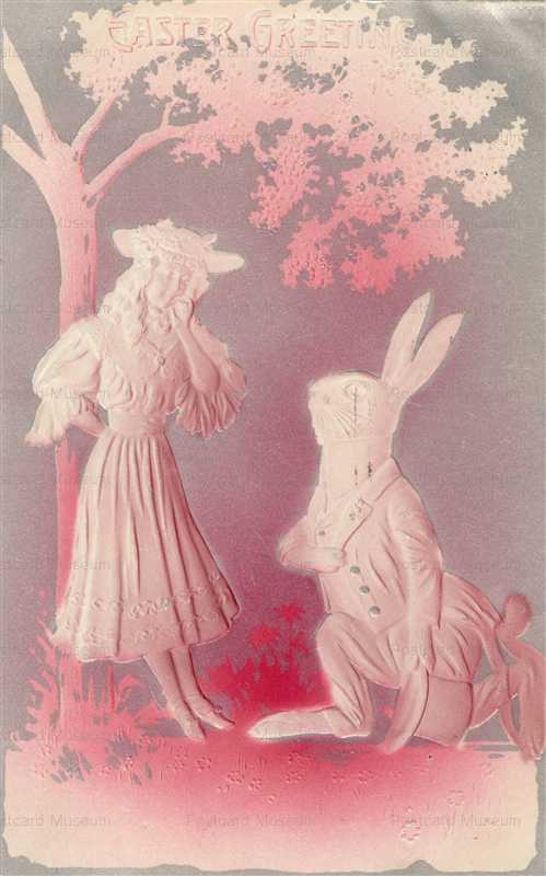 e330-Girl & Rabbit Easter Embossed